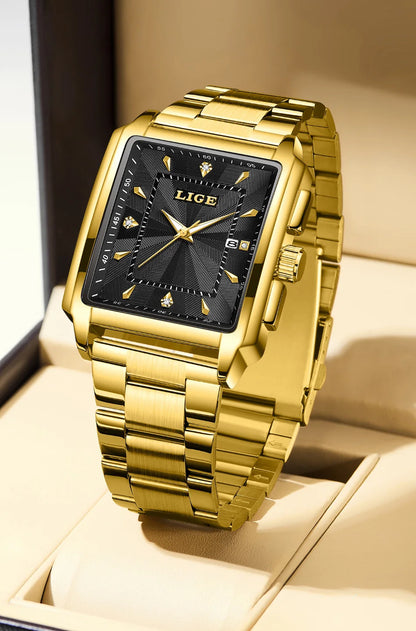 Relogio Masculino LIGE Fashion Military Watch Men Square Mens Watches Top Brand Luxury Waterproof Quartz Chronograph Wristwatch