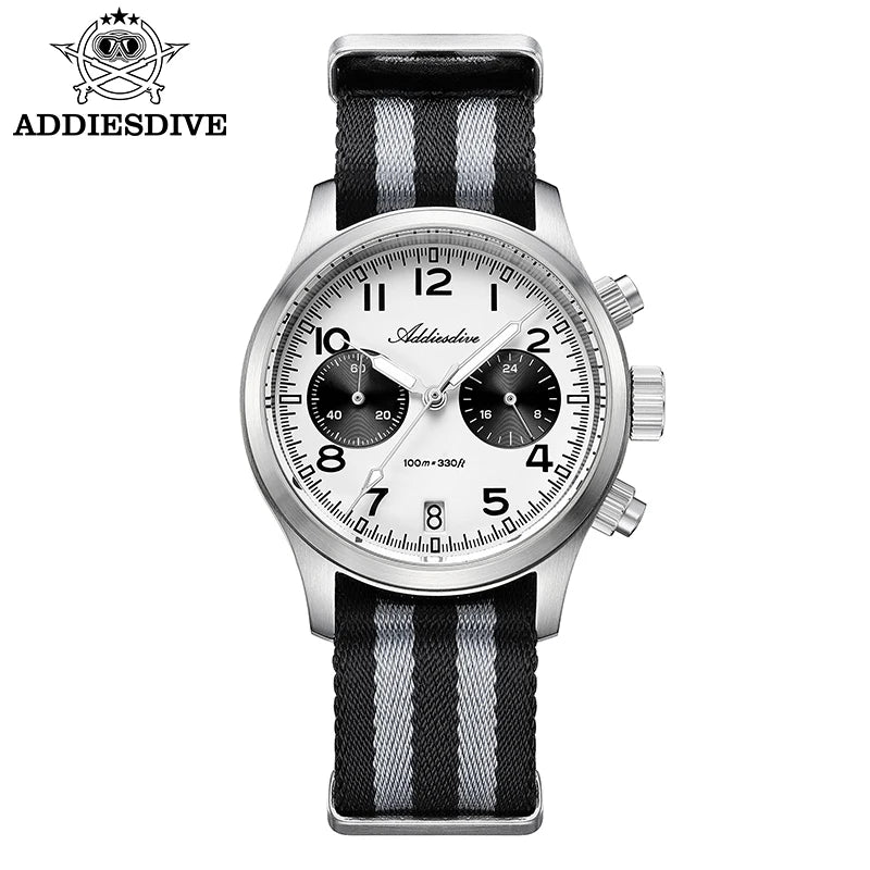 Reloj para hombre ADDIESDIVE 2025 New Panda Eye, retro de lujo, cuarzo VK64, cronógrafo deportivo, impermeable 100M, luminoso