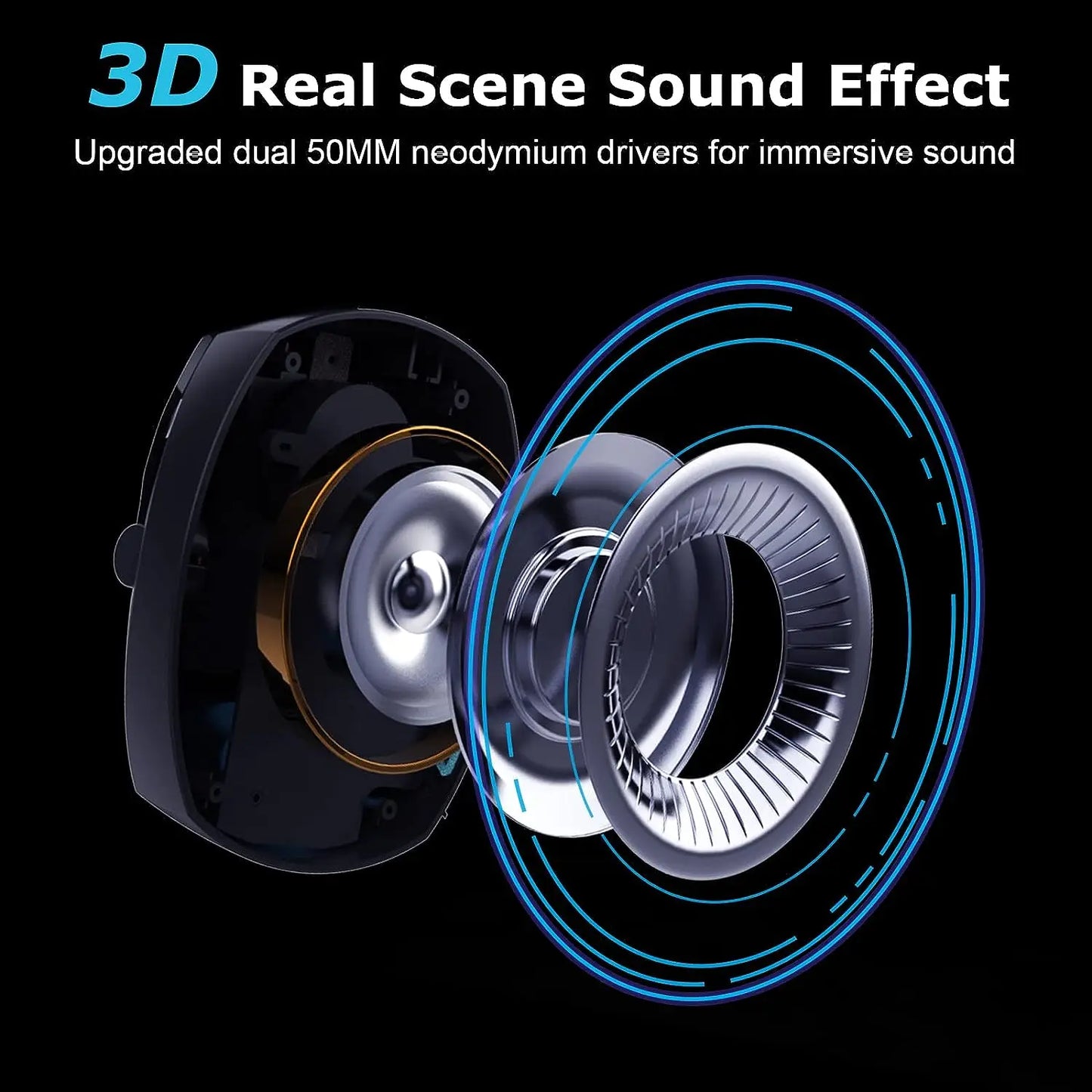 Gaming Headset with Detachable Noise-Cancelling Microphone – 3-Mode Wireless Bluetooth 5.3, 2.4G USB & 3.5mm Wired Gaming Headset with 50mm Drivers