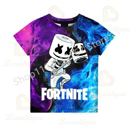 Youth F-Fortnited T-shirt Battle Game Adults Short Sleeve Summer Tees for Teen Boys and Girls