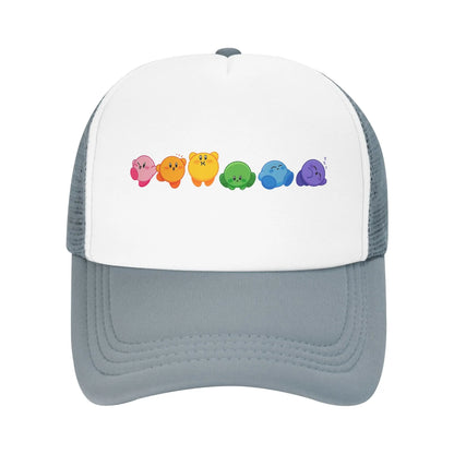 Adult Kirbys Rainbow Trucker Caps Vintage Mesh Baseball Caps Snapback Caps  Dad Hat Sun Hat Breathable Sports Cap Wholesale New
