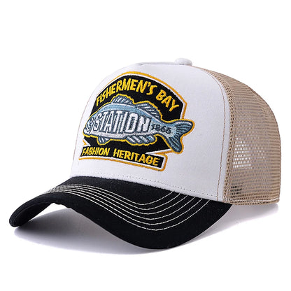 Gorra de béisbol unisex de verano para pesca, gorra trucker de malla transpirable para hombre y mujer, gorra estilo pescador Big Fish, gorra de moda para exteriores