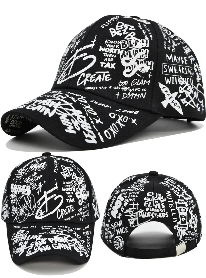 Cappellino da baseball unisex alla moda con stampa graffiti - Cappellino alla moda con visiera dipinta a colori vivaci