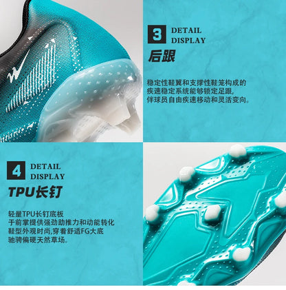 Chaussures de football Double Star Adult Youth AG : crampons antidérapants et résistants pour gazon artificiel et naturel, pour l'entraînement et les matchs, hommes et femmes