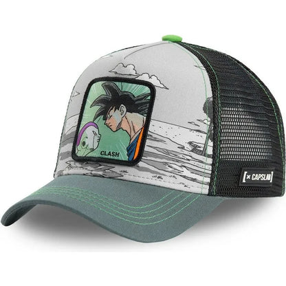 Dragon Ball Buu Goku-Kappe, Sommer-Reisekappe mit Schirm, Herren-Kappe mit Stickerei, im Hip-Hop-Stil, Sonnenvisier, verstellbare Trucker-Netzkappe