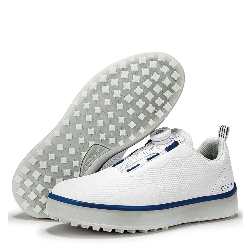 Paar Golfschuhe für Herren, weiß, wasserdicht, mit drehbarer Schnalle, Fitness, ohne Spikes, rutschfest, Golf, Golfer, Training, Golf-Sneaker, Damen
