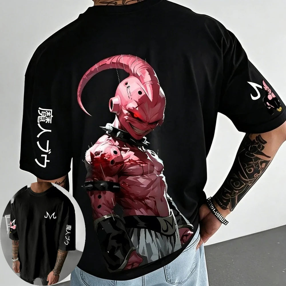 Dragon Ball Super Men's and Women's T-Shirts Majin Buu Anime Tee Summer Spring Boy's Oversize Short Sleeves Parent-child Outfits