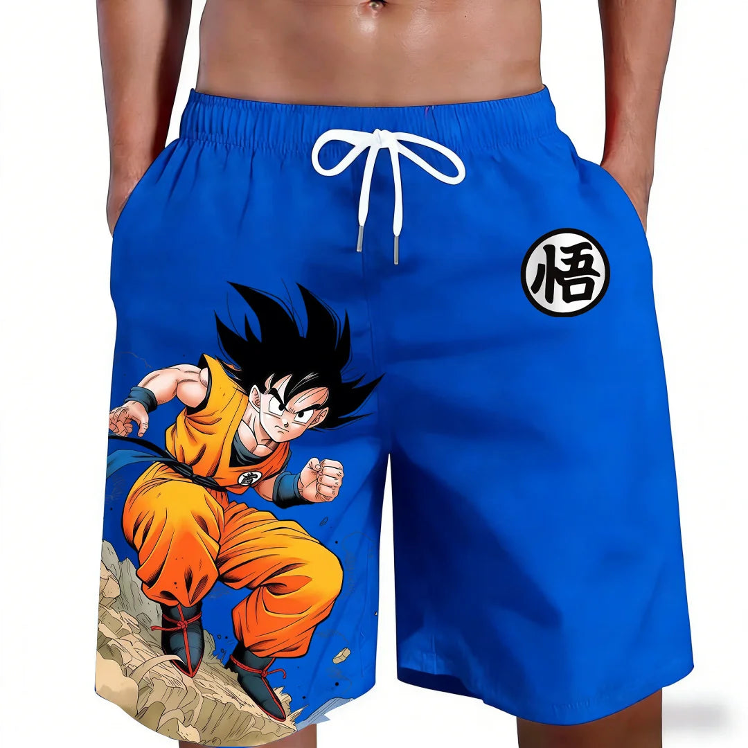 Hot Sale New Hot Sale Dragon Ball Goku Kanji Symbol Anime Print Shorts Casual Loose High-quality Trendy Graphic Summer Quick Dry