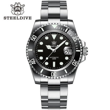 STEELDIVE SD1953 41MM Classic Water Ghost Calendar Magnifier NH35 Mechanical Movement BGW9 Super Luminous 30Bar Waterproof Watch