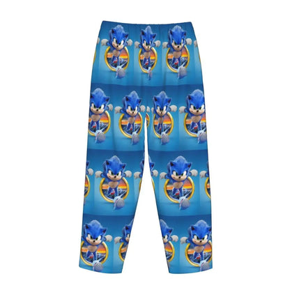 Custom Women Soniced Pajama Pants Printed Hedgehog Game Sleep Sleepwear Bottoms with Pockets