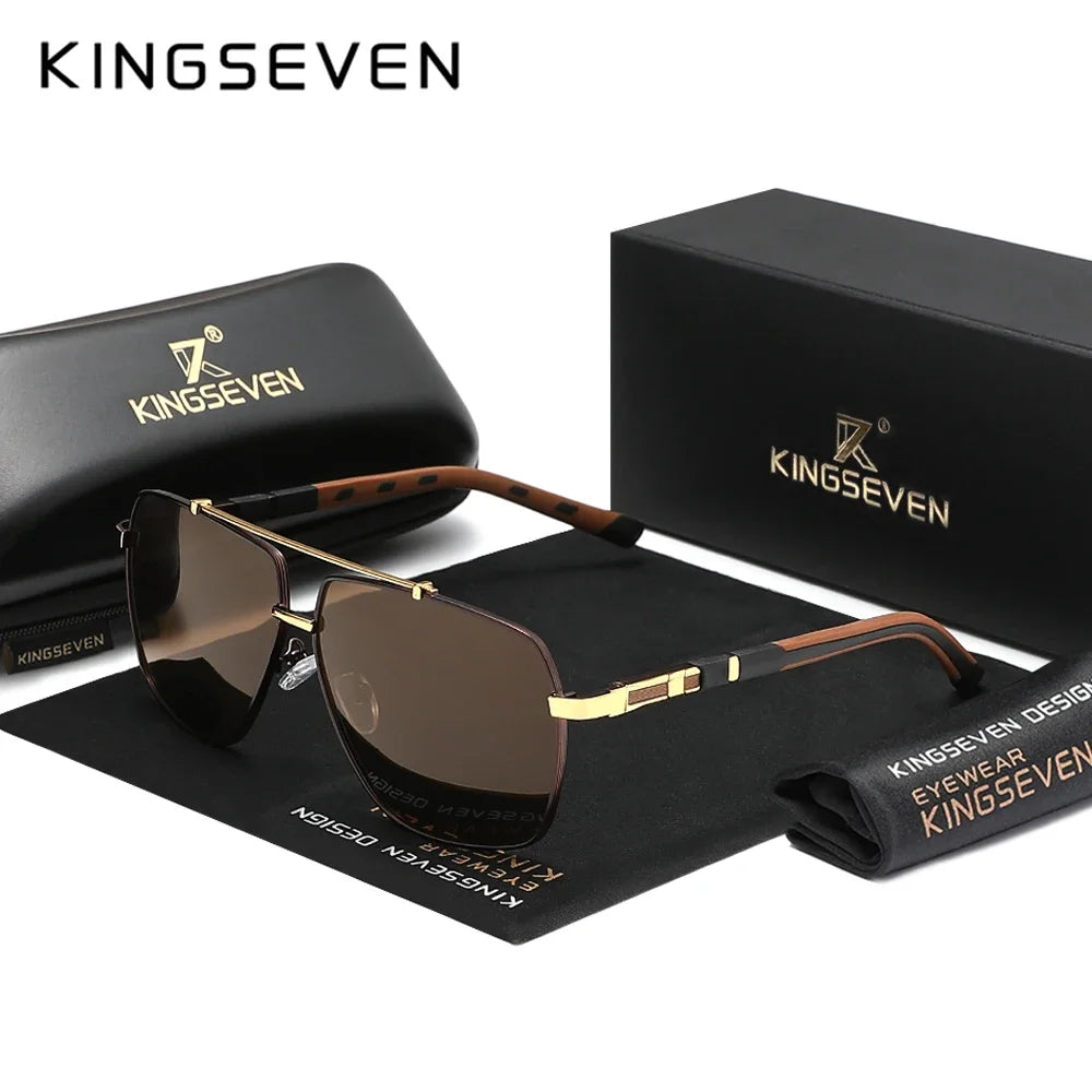 KINGSEVEN Nové luxusní sluneční brýle pro muže a ženy, UV400, čtvercový velký rám, polarizované skla, outdoorové, ležérní, módní, řidičské brýle