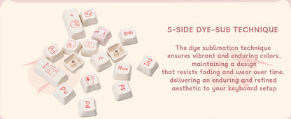 Pink Kitten, Girl MAO Keycap PBT 134 Keys, Customized for 60/84/98/108 Mechanical Keyboard