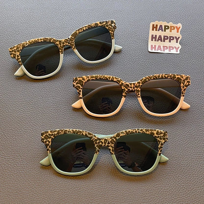 Dětské vintage sluneční brýle s leopardím vzorem, čtvercové, UV400, outdoorové, módní, pro dívky i chlapce, ochranné sluneční brýle pro děti