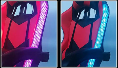 RGB Gaming Chair with LED Lights, Leather Racing Style Massage Gaming Chair, Adjustable Swivel Office Chair with Gas Lift and Ergonomic Design
