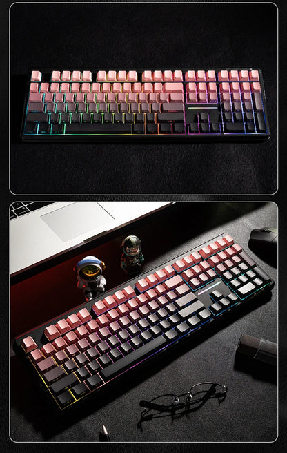 Teclado Bluetooth V108 Pro para oficina, bajo nivel de ruido, 2.4G, con cable e inalámbrico, diseño completo, membrana con retroiluminación RGB