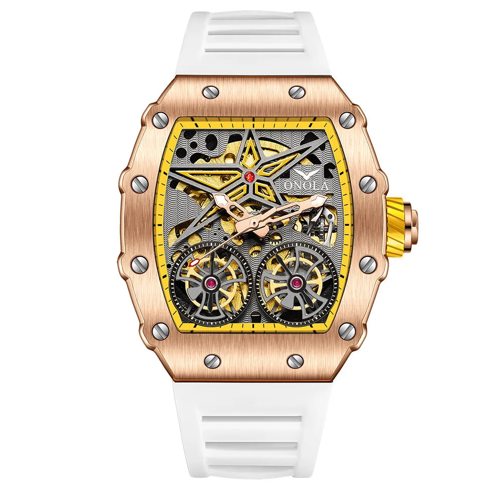 2022 New ONOLA Men Watch Automatic Mechanical Watch for Men Business Sport Wristwatch Luminous Waterproof Leather Belt Clock