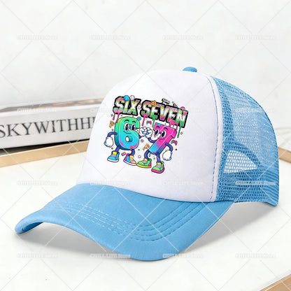 Steal A Brainrot Mesh Baseball Caps Cartoon 67 Six Seven Adult Kids Sports Hats Boys Girls Summer Outdoor Sunshade Peaked Caps