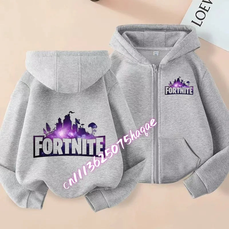 New Fortnites Children Hoodies Coat Cartoon Game Character Printed Zip Up Hoodie Child Autumn Jacket Winter Kids Boys Clothes