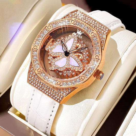 OLEVS 9996 Watch Elegant  Luxury Woman Skeleton Quartz Watch Scale Waterproof Luminous Diamond Dial Ladies Watch Gifts Original