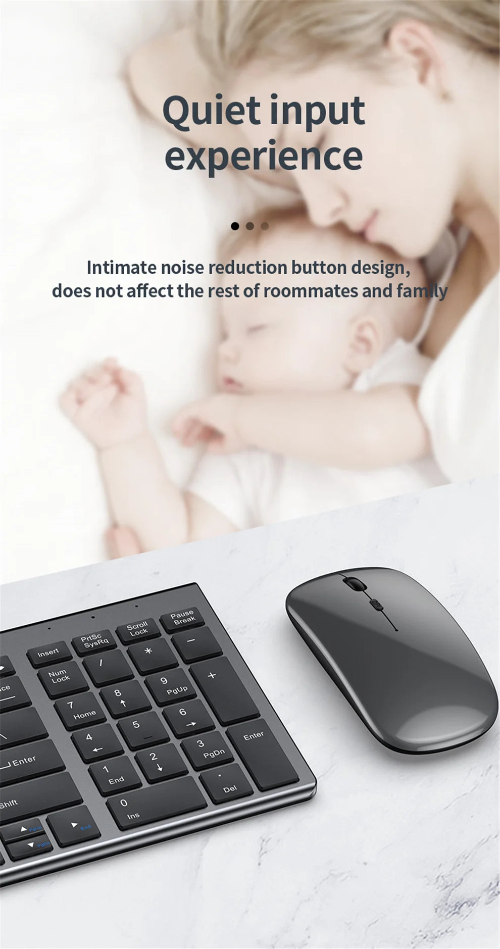 Set tastiera e mouse JOMAA Bluetooth & 2.4G USB per laptop, computer e iPad, combo tastiera e mouse wireless ricaricabili silenziosi
