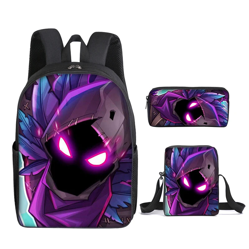 3pcs/set Fortnite Game Backpack Anime Cartoon Large Capacity Student Shcool Bags Pencil Bag Kawaii Lunch Bag Birthday Gifts