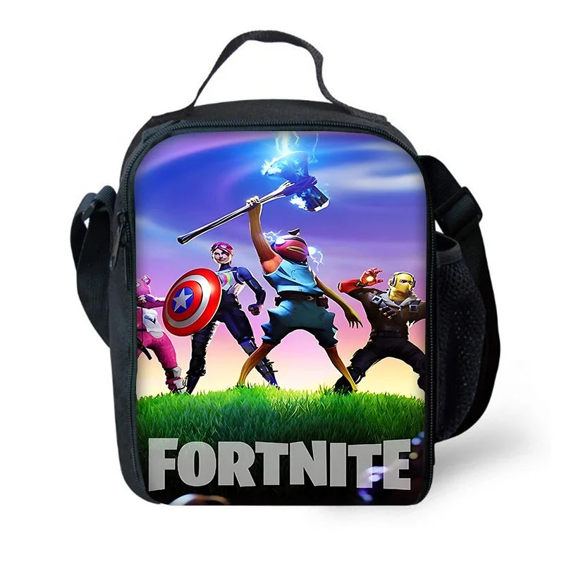 Isolierte Kinder-Lunchtasche mit großem Fassungsvermögen für Jungen, Mädchen und Schüler – Hot Game Outdoor-Picknick, wiederverwendbare Thermo-Kühltasche, Lunchbox F-FortniteS