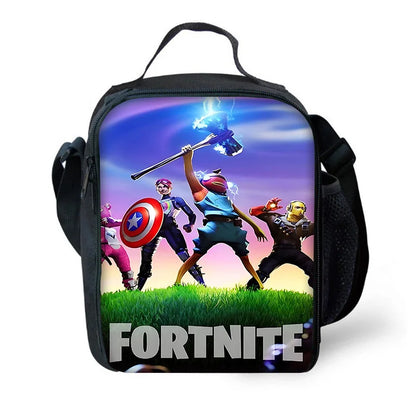 Isolierte Kinder-Lunchtasche mit großem Fassungsvermögen für Jungen, Mädchen und Schüler – Hot Game Outdoor-Picknick, wiederverwendbare Thermo-Kühltasche, Lunchbox F-FortniteS