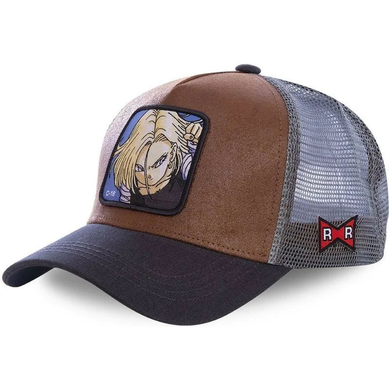 Dragon Ball Son Goku-Kappe, Sommer-Reisekappe mit Schirm, Herren-Kappe mit Stickerei, im Hip-Hop-Stil, Sonnenvisier, verstellbare Trucker-Kappe aus Netzstoff