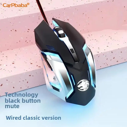 Carpbaba G3 Wired Game Mouse Mute Pink Mechanical E-sports Girl Lovely Art Portable Office Household for MacBook Laptop PC Gamer