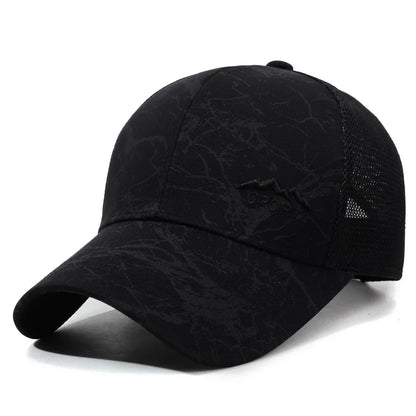 Sommer-Sonnenhut für Herren, Outdoor-Sport-Schirmmütze, Baseballkappe mit Netzrückseite, atmungsaktive Freizeit- und Trucker-Kappe zum Angeln
