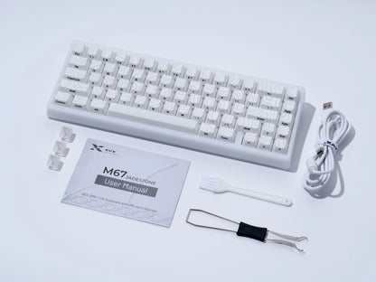 XVX M67 JadeStone mechanische Tastatur mit IMD-Tech-Tastenkappen, Hot-Swap-fähig, Gasket-Mount, Tri-Mode, individuell anpassbares RGB, kabellose Tastatur 65%