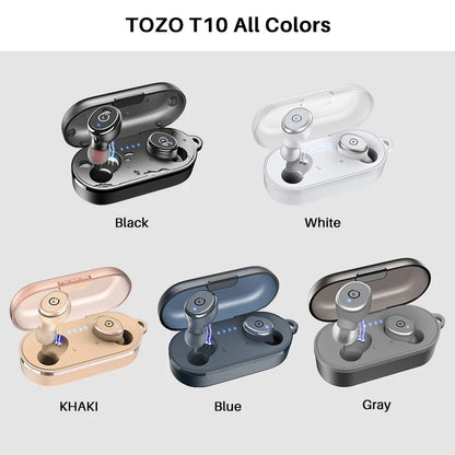 TOZO T10 Bluetooth 5.3 Earphones, Wireless Headphones, AI Enhanced Calling With Deep Bass, IPX8 Waterproof Earbuds, 45H Play