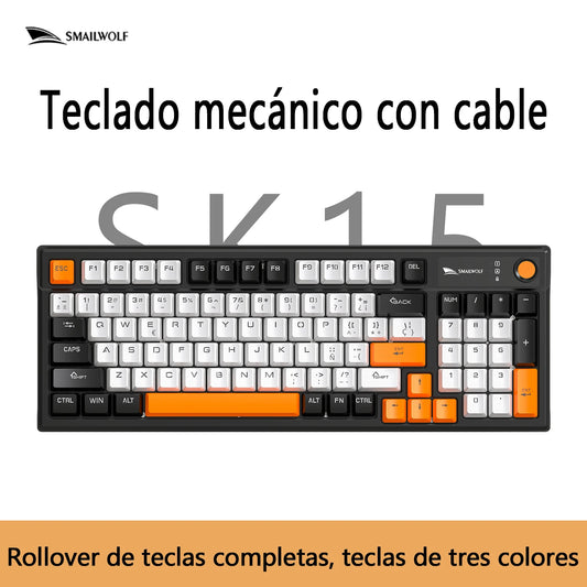 SMAILWOLF SK15 Laptop Gaming Wired Mechanical Keyboard Full Key Rollover Customized in Spanish