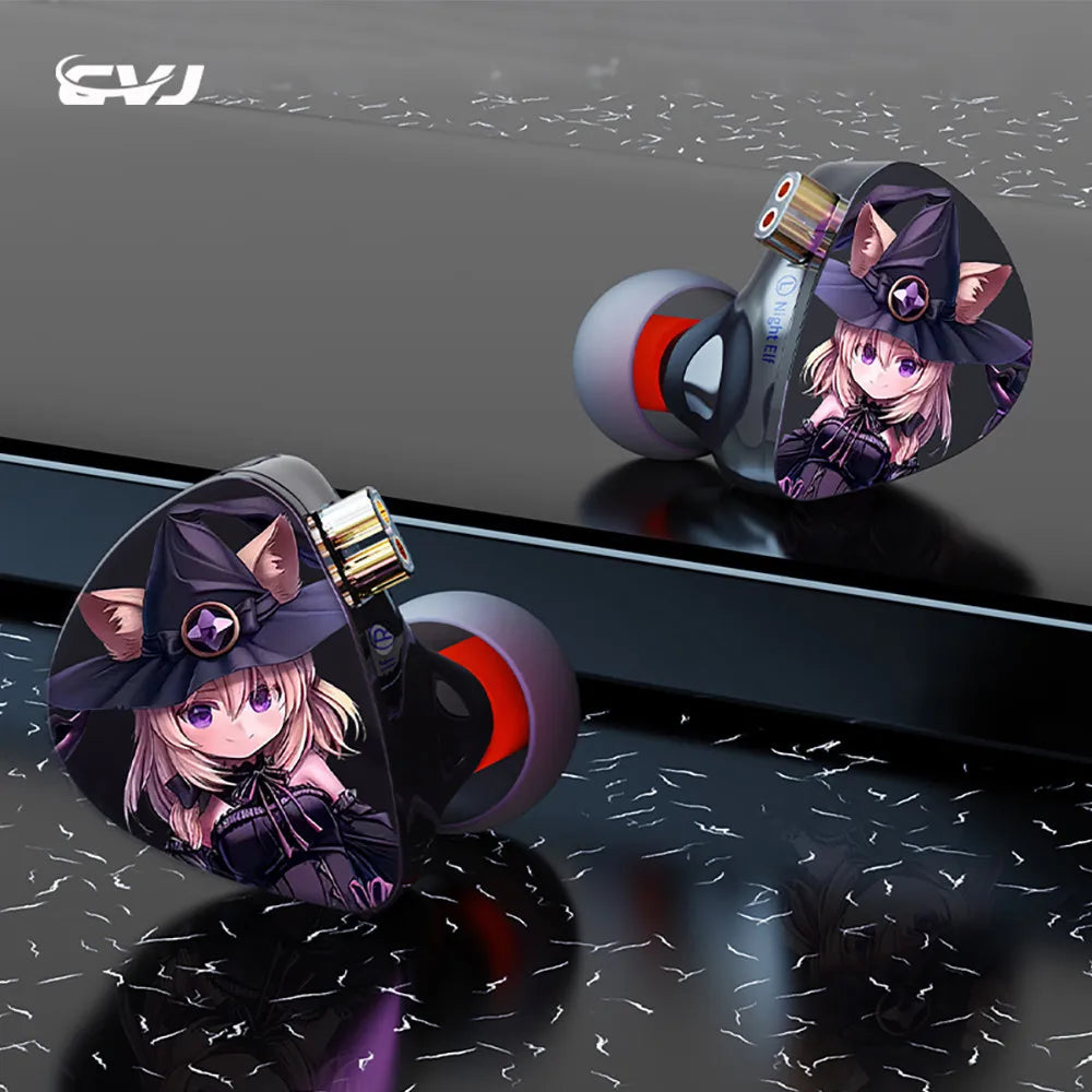 CVJ Night Elf In-Ear Wired Earphones – Dual-Channel 3.5mm HiFi Metal Earbuds with Silver-Plated Cable, High Sensitivity Bass Sound Earhook Headphones