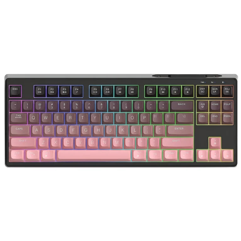Tastiera gaming wireless Free Wolf M87 75% - Switch silenziosi, retroilluminazione Rainbow, BT/2.4G, copritasti PBT sfumati, design compatto