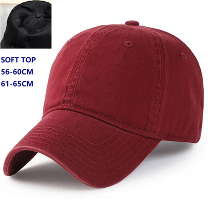 Baseballová čepice Big Head Plus Size, 100 % bavlna, vhodná pro muže i ženy, nastavitelná, čepice typu „dad hat“, nadměrná velikost 58–60 cm, 61–65 cm