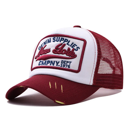 3D Embroidered Duck Tongue Hat New York Embroidered Baseball Hat Mesh Breathable Sunshade Truck Driver Hat