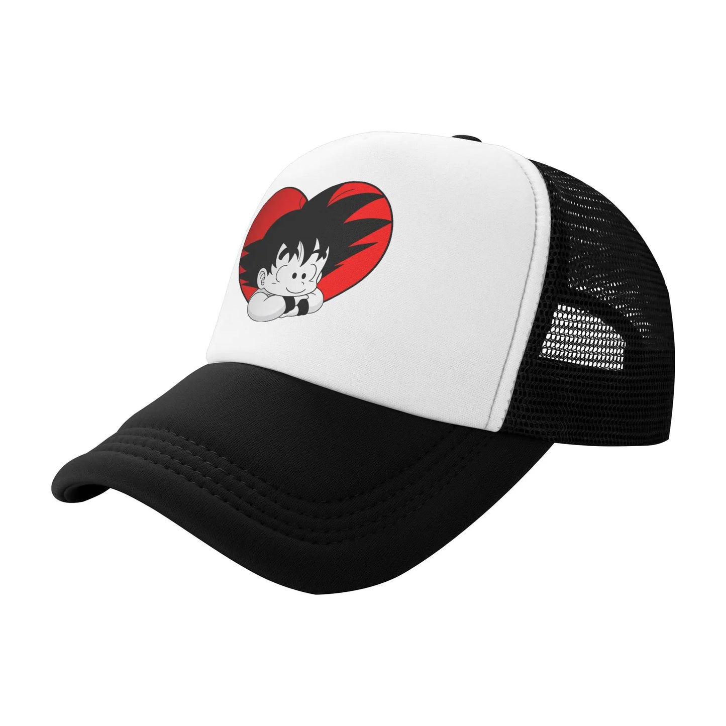 Dragon Ball DBZ Goku Mesh Baseball Cap Adult Vintage Trucker Cap Red Heart Hats Adjustable Polyester Dad Hat Spring Trucker Caps