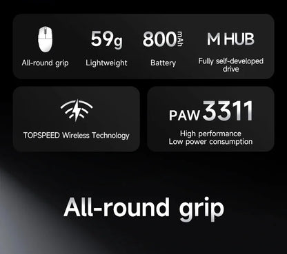 Bezdrátová e-sportovní myš MCHOSE G3 V2 Pro, lehká, tři režimy, Bluetooth, PAW3395, vysoký výkon, 800mAh, pro hry i kancelář, 59g myš