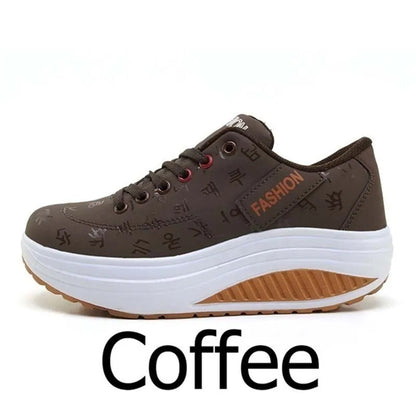 Scarpe casual da donna per l'outdoor con suola spessa e tacco oscillante, scarpe sportive alla moda con plateau, taglia 42, suola piatta, per camminata e corsa