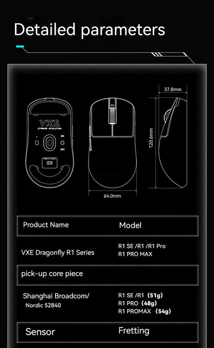 Vgn Vxe Dragonfly R1 Pro Max Gaming Mouse Bluetooth Rechargeable Gamer Paw3395 Lightweight Ergonomic Wireless Esport Mouse