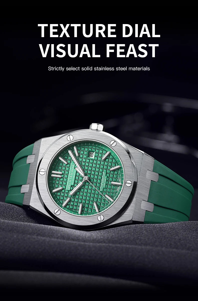 Specht&Sohne New 40MM Mechanical Watch For Men Grey Color Sports Wristwatch Japan Miyota 8215 Automatic Watch 50M Waterproof