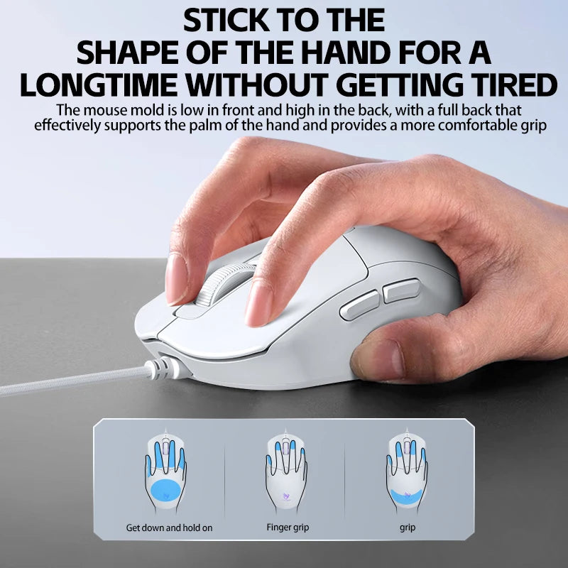 2026 Wired Gaming Mouse RGB with Anti-Slip Grip, 6-Key Ergonomic Gaming Mouse for PC, Desktop & Laptop, Adjustable DPI Wired Gaming Mouse