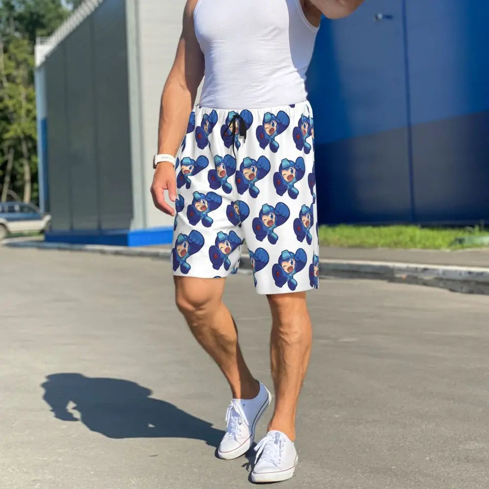 Custom Megaman Video Game Mega Man Short Pajama Pants Men Sleepwear Sleep Lounge Bottom Shorts Sleeping Pants
