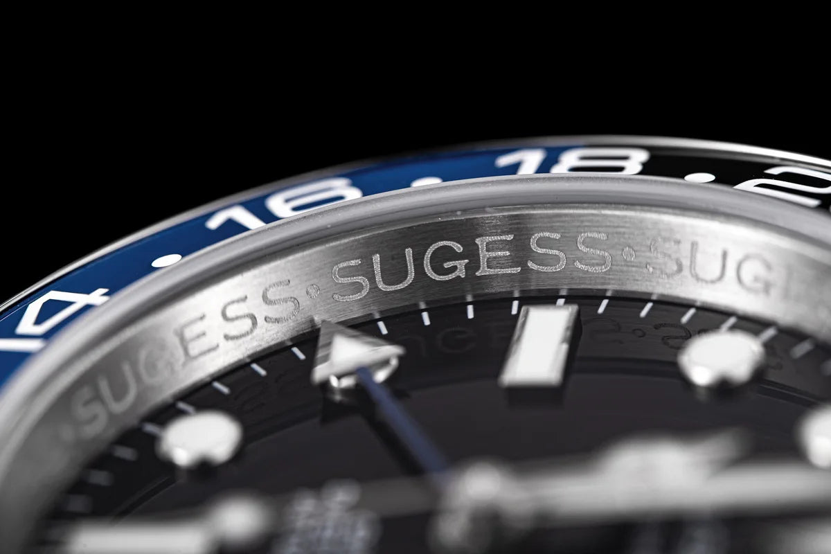 Sugess GMT Diving Watch of Men Automatic Mechanical Waterproof Wristwatches Peacock SL3032 Movement Ceramic Bezel Jubille Band