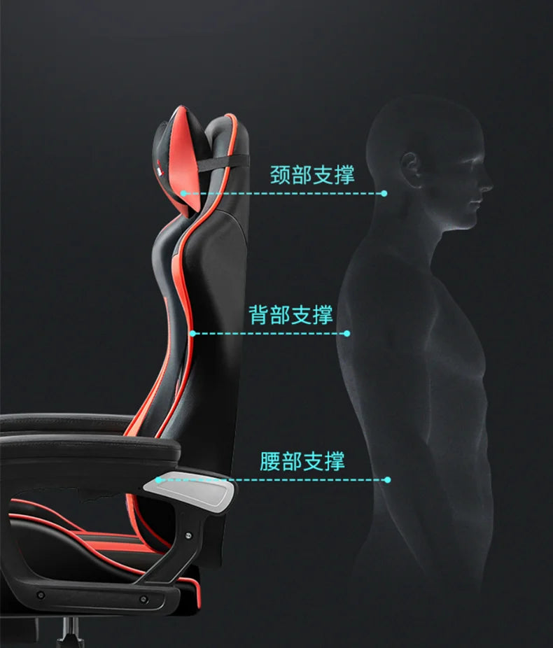 Ergonomic Gaming Chair for Home Office, Comfortable Esports Gamer Chair with Adjustable Armrests, Swivel Computer Desk Chair with Wheels