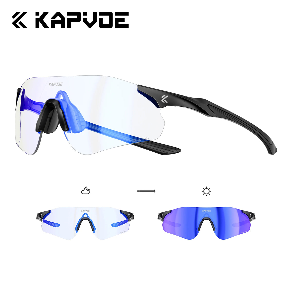 Kapvoe Nové outdoorové běžecké a cyklistické brýle Fotochromatické sluneční brýle pro ženy a muže Sportovní brýle pro maraton a jízdu na kole UV400