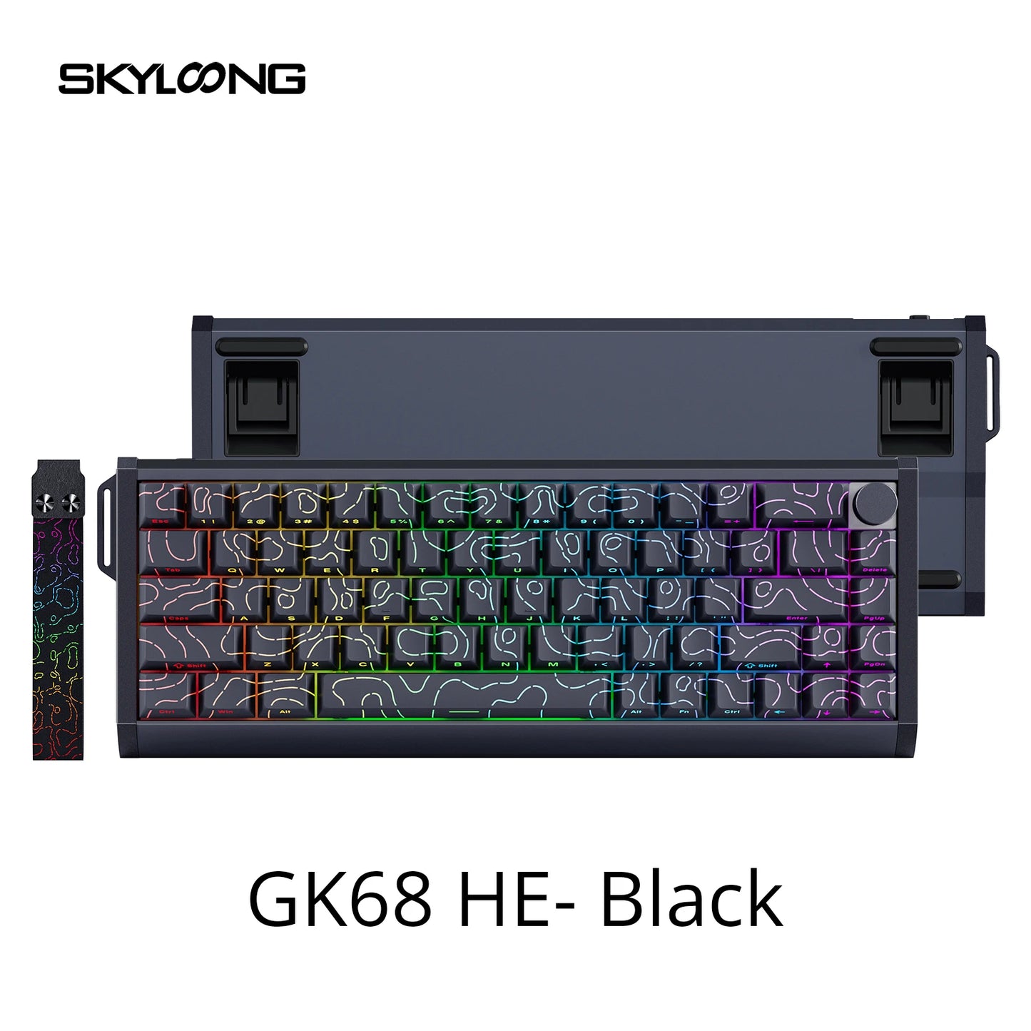 Teclado magnético SKYLOONG GK61/GK68 HE con carcasa de aluminio, 8000hz, RT0.01mm, activación rápida, teclas PBT, retroiluminación RGB y conexión por cable para gaming