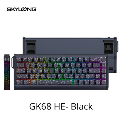 Teclado magnético SKYLOONG GK61/GK68 HE con carcasa de aluminio, 8000hz, RT0.01mm, activación rápida, teclas PBT, retroiluminación RGB y conexión por cable para gaming
