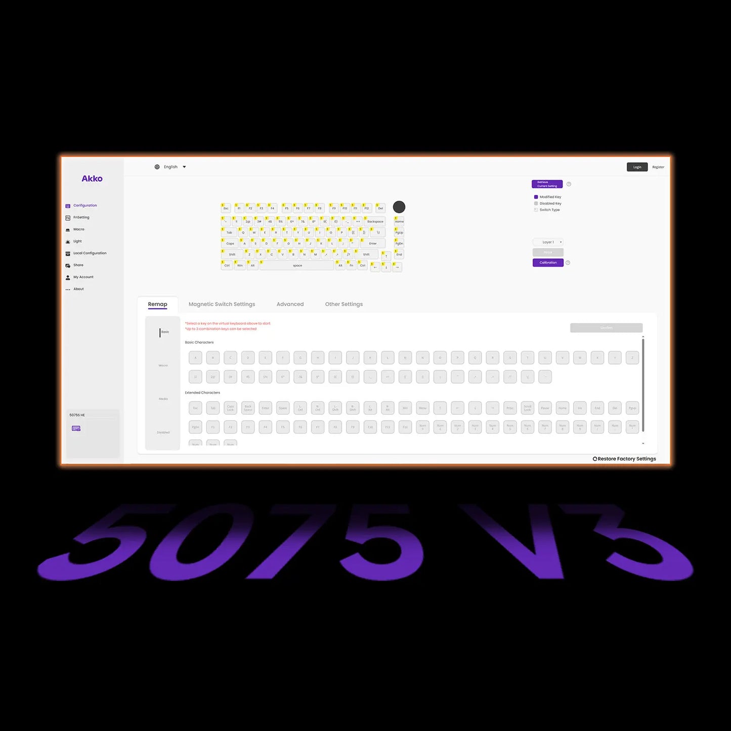Akko 5075 V3 HE Magnetische Tastatur 75% Custom Mechanische Gaming-Tastatur Rapid Trigger 0.005mm 8K Polling-Rate ARGB